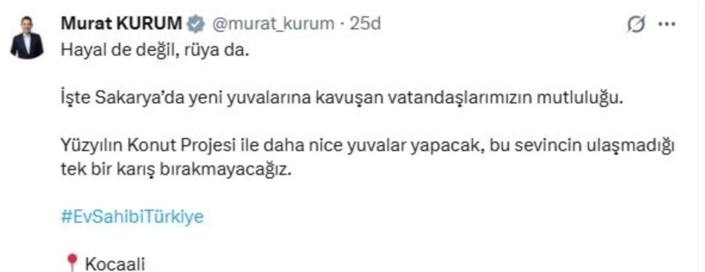 Bakan Kurum: Yüzyılın Konut Projesi ile Daha Fazla Yuvalar Yapacağız