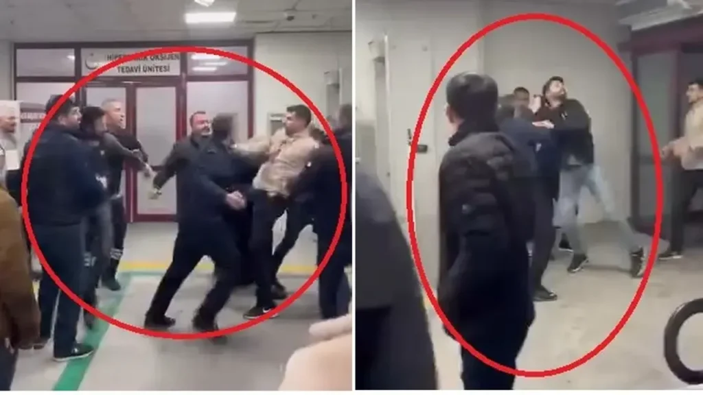 Hastanenin acil servisinde bıçaklı, tekmeli ve yumruklu kavga kamerada; 1 yaralı